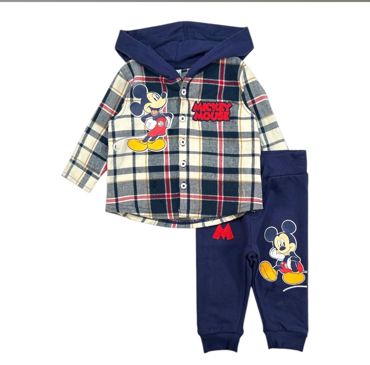 Disney Mickey Mouse Kinder Set 2-teilig – 100% Baumwolle, Kapuzenhemd & Hose